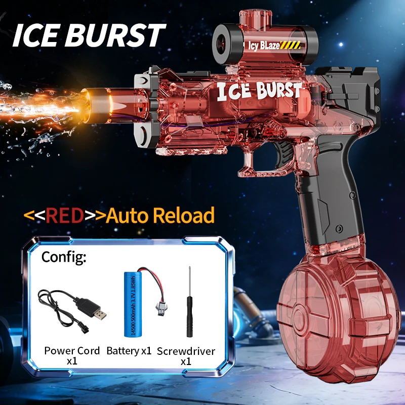 

Новый электрический водяной пистолет Ice Explosion Aurora с подсветкой, эффектом пламени, непрерывной подачей воды под высоким давлением, мощный, для улицы, для детей и взрослых
