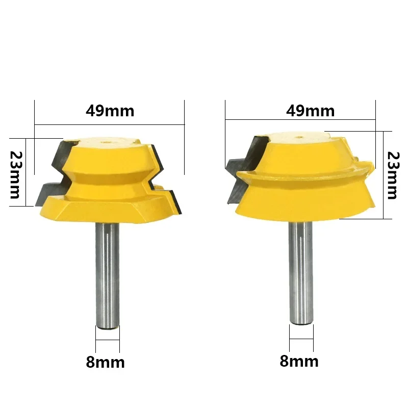 2pcs 8mm Shank Lock Miter Tenon Router Bits 22.5 Degree Glue Joinery Milling Cutter Set for Wood Woodwork Cutter