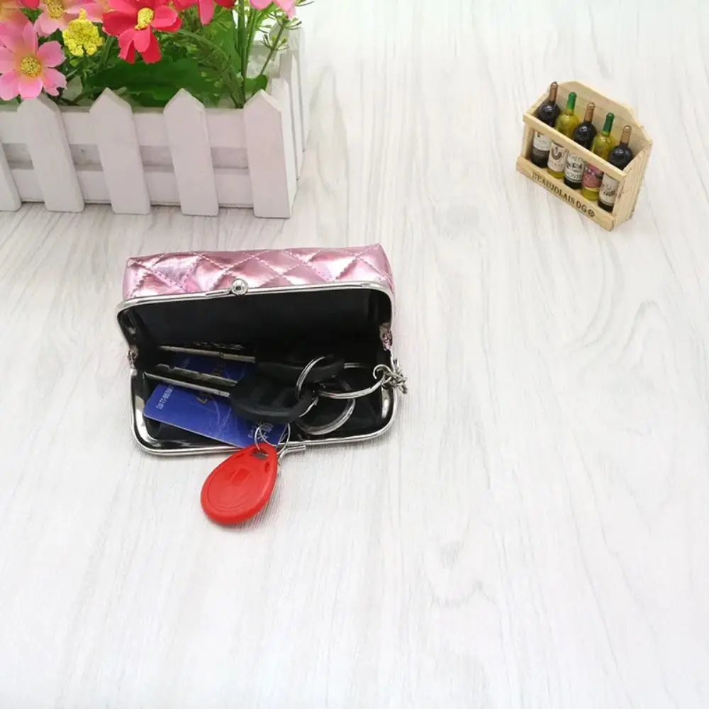 Metal Button Pocket Hasp Coin Purse with Key Ring PU Leather Clutch Wallet Pouch Lipstick Storage Bag Small Wallet Travel