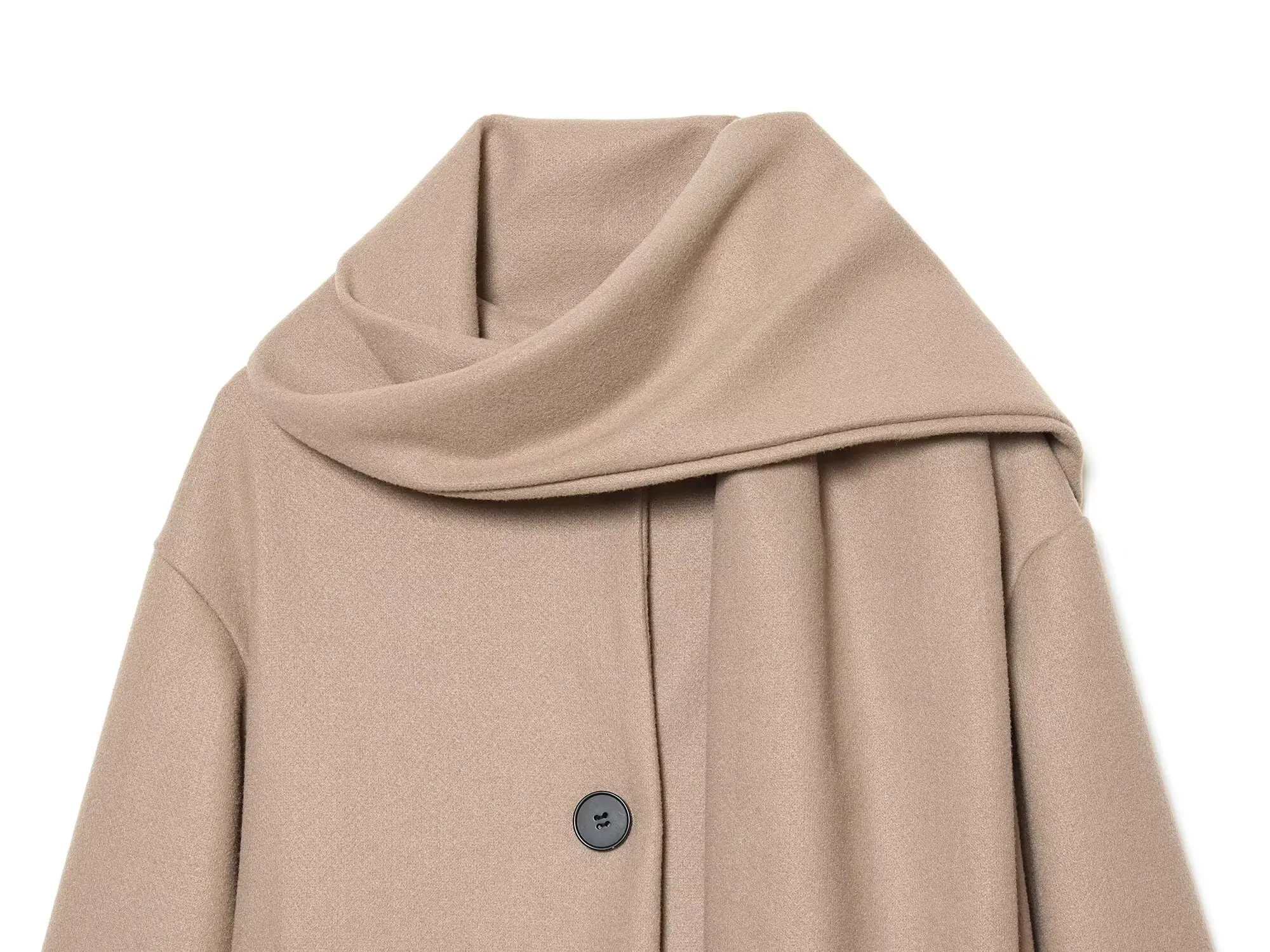 BSAY Französischer Minimalistischer Damenmantel mit einteiligem Schal-Kragen, Rundhalsausschnitt, einreihig, mit Taschen, für den Alltag im Herbst und auf Reisen. – Detail 20