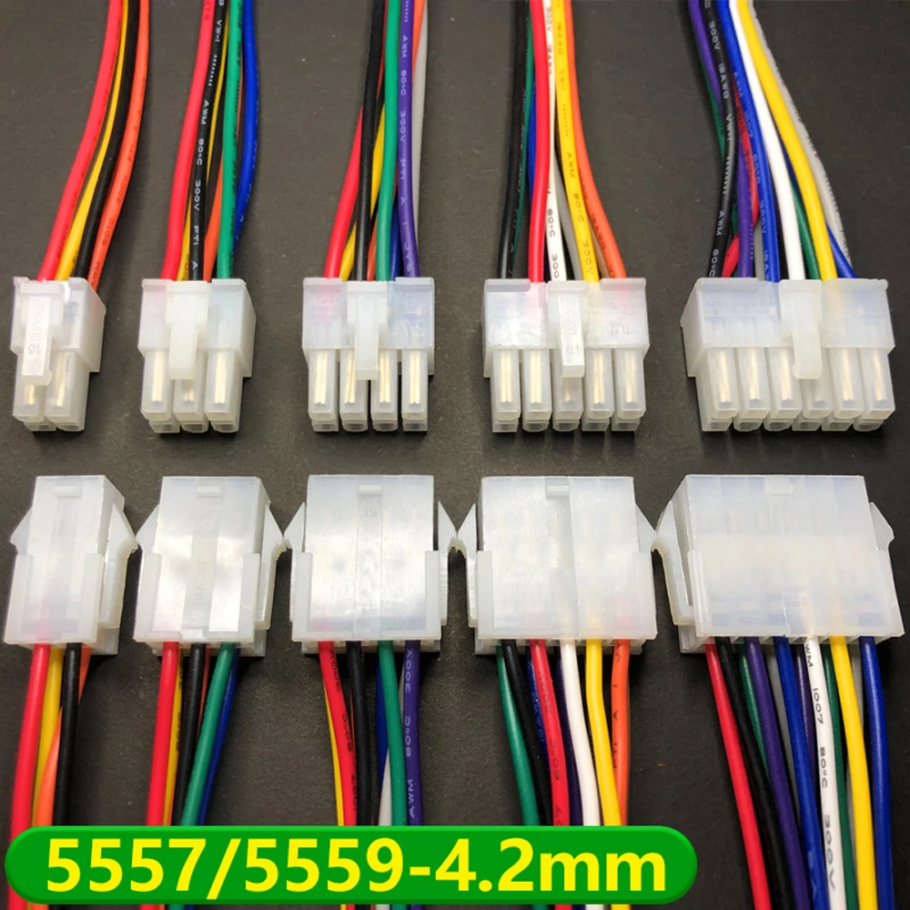 Connecteur de faisceau Automobile 5557 5559 4.2mm/0.165 ", 2/4/6/8/10-24 broches, 30cm, contrôleur de moto électrique, fil de prise mâle femelle