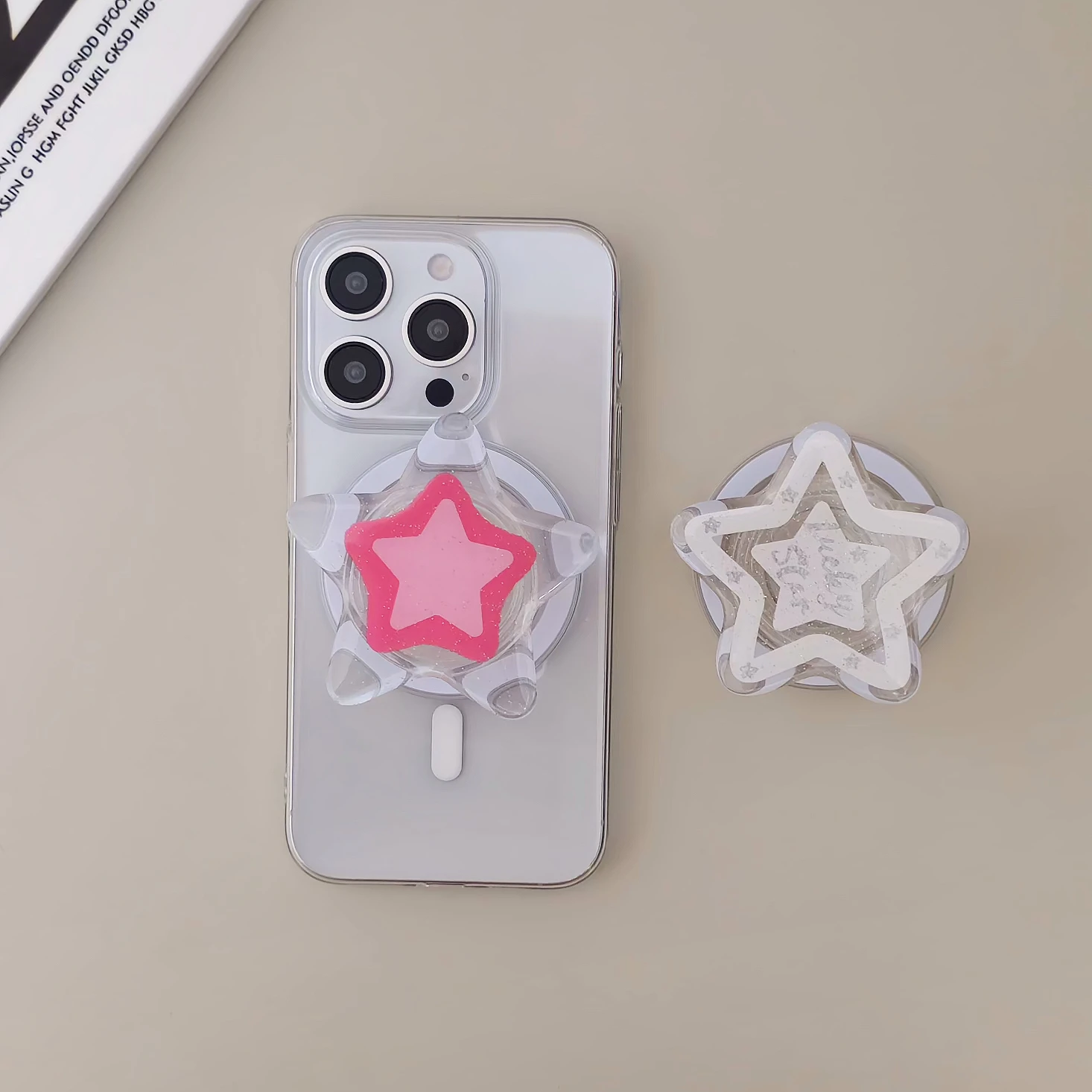 

Корейский стиль розовые звезды Magsafe ручка для мобильного телефона Griptok Grip Tok держатель для телефона подставка для аксессуаров для iPhone магнитный держатель