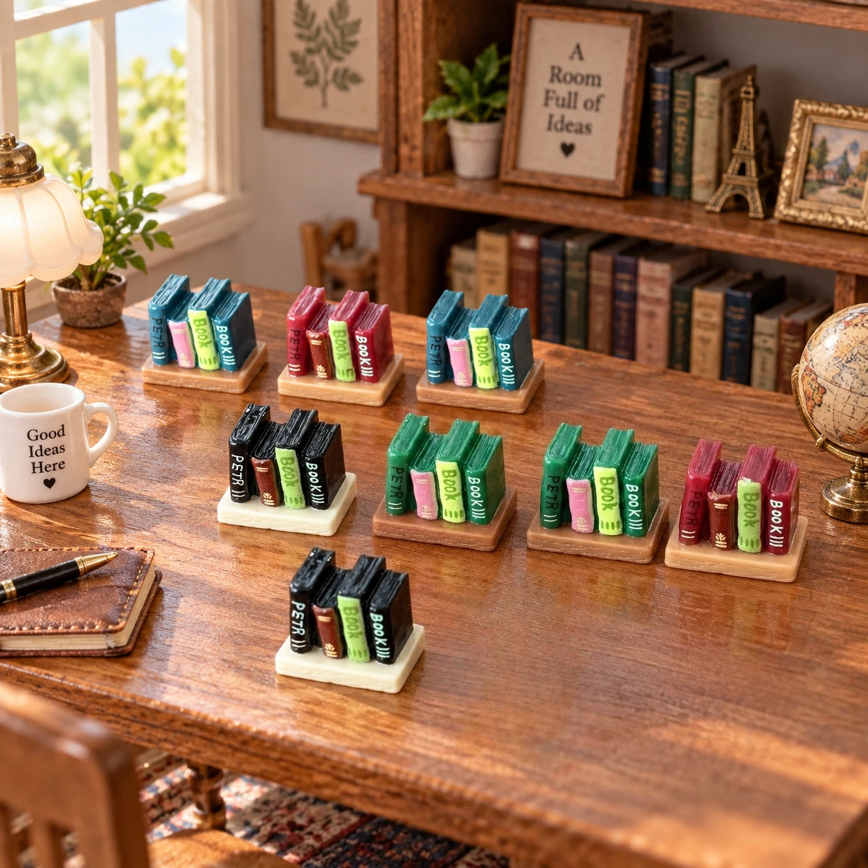 8pcs Miniature Model Book Stack Decoration,Mini Model Books with Base,Tiny Simulation Book Model Ornament,Micro Scene Accessorie