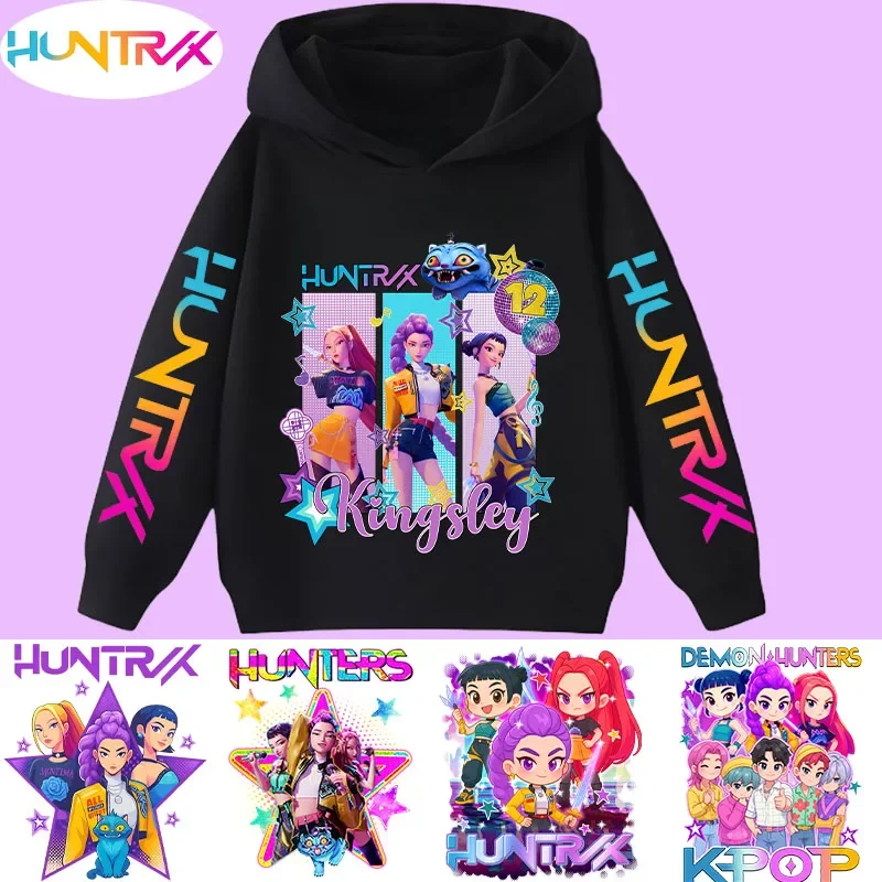 

Новая модель 2026 года: Детская толстовка с капюшоном K-Pop Demon Hunters для девочек (1-12 лет) - Повседневный спортивный топ - Весна/Осень, длинный рукав