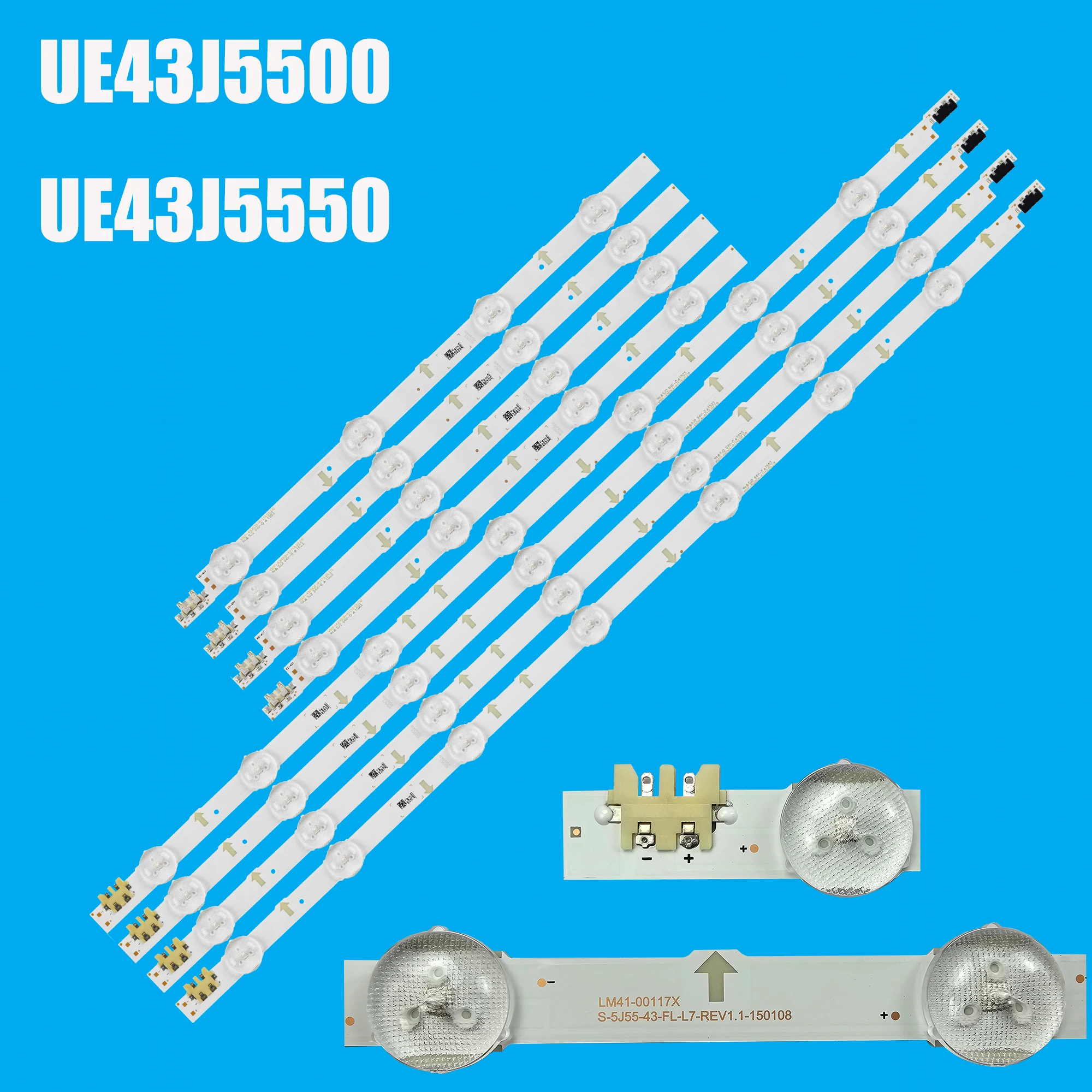 

8pcs/set LED strip for Samsung UE43J5500 UE43J5550 UE43J5600 ue43j5502 S_5j55_43_FL_R4 L7 LM41-00117W 00117X BN96-36337A 36336A