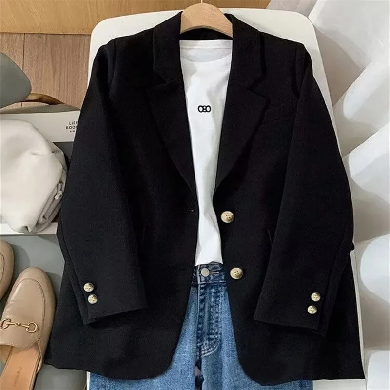 Blazer holgado de estilo coreano para mujer, chaqueta informal a la moda, para oficina, para primavera y otoño, novedad de 2024