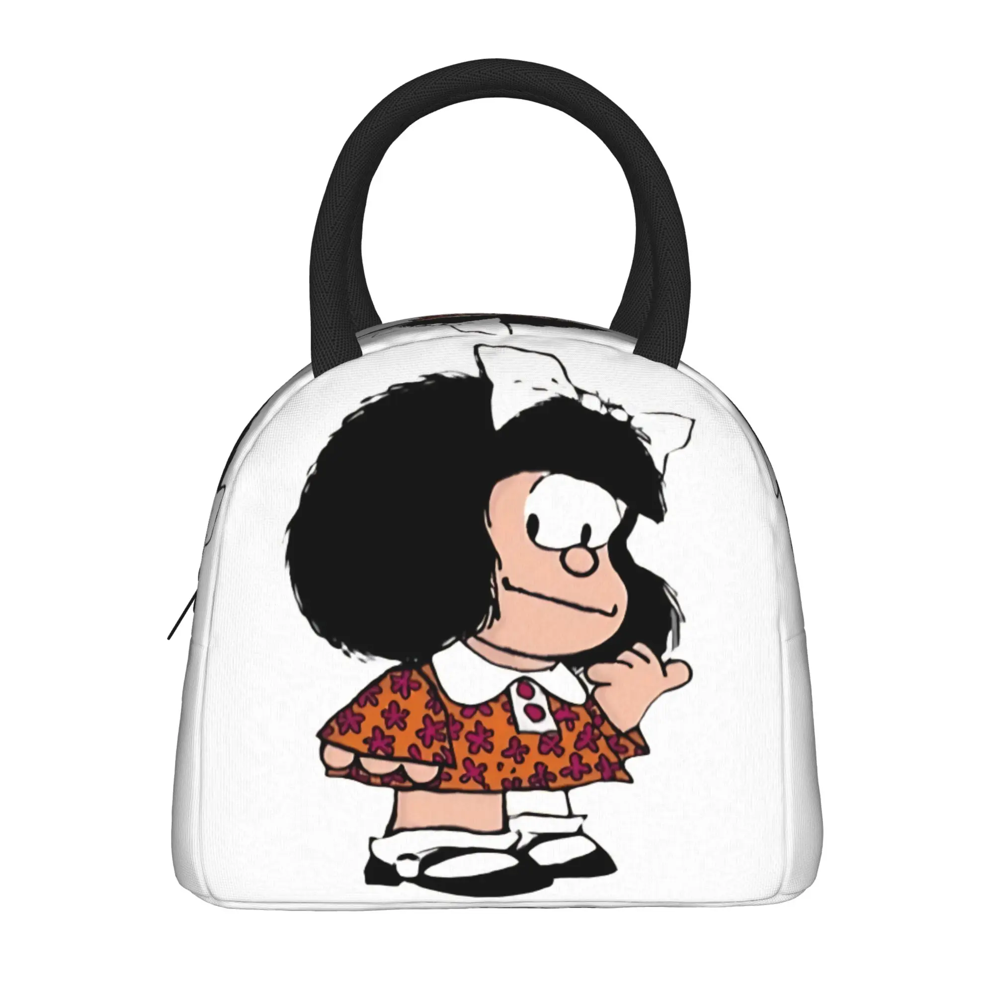 Mafalda Comic Lunch Bag For Unisex  Print Lunch Box Fashion Picnic Cooler Bag Portable Zipper Oxford Thermal Tote Handbags