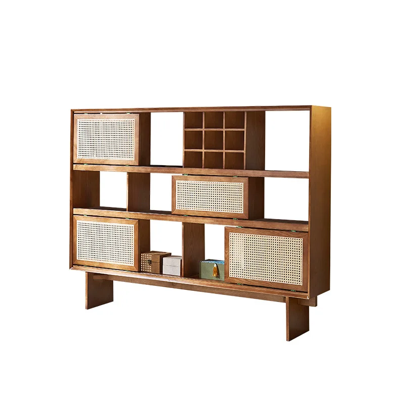 

Rattan tea room furniture display cabinet, wall storage cabinet, tea cabinet, wabi sanfeng tea, tea set, bogu rack