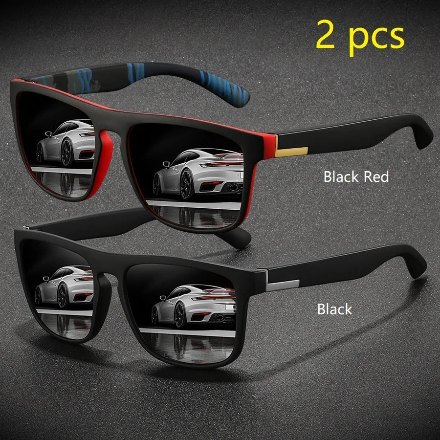 2-delige mode vintage vierkante sportzonnebril heren dames rijden vissen merk designer zonnebril retro man brillen UV400