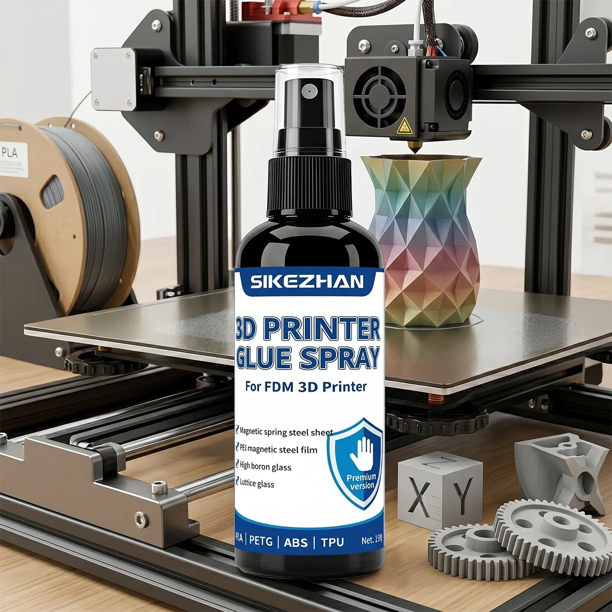 High-Strength 3D Print Platform Glue Spray, Heat Bed Adhesive to Stop Warping, Compatible with TPU/PLA, Easy Apply