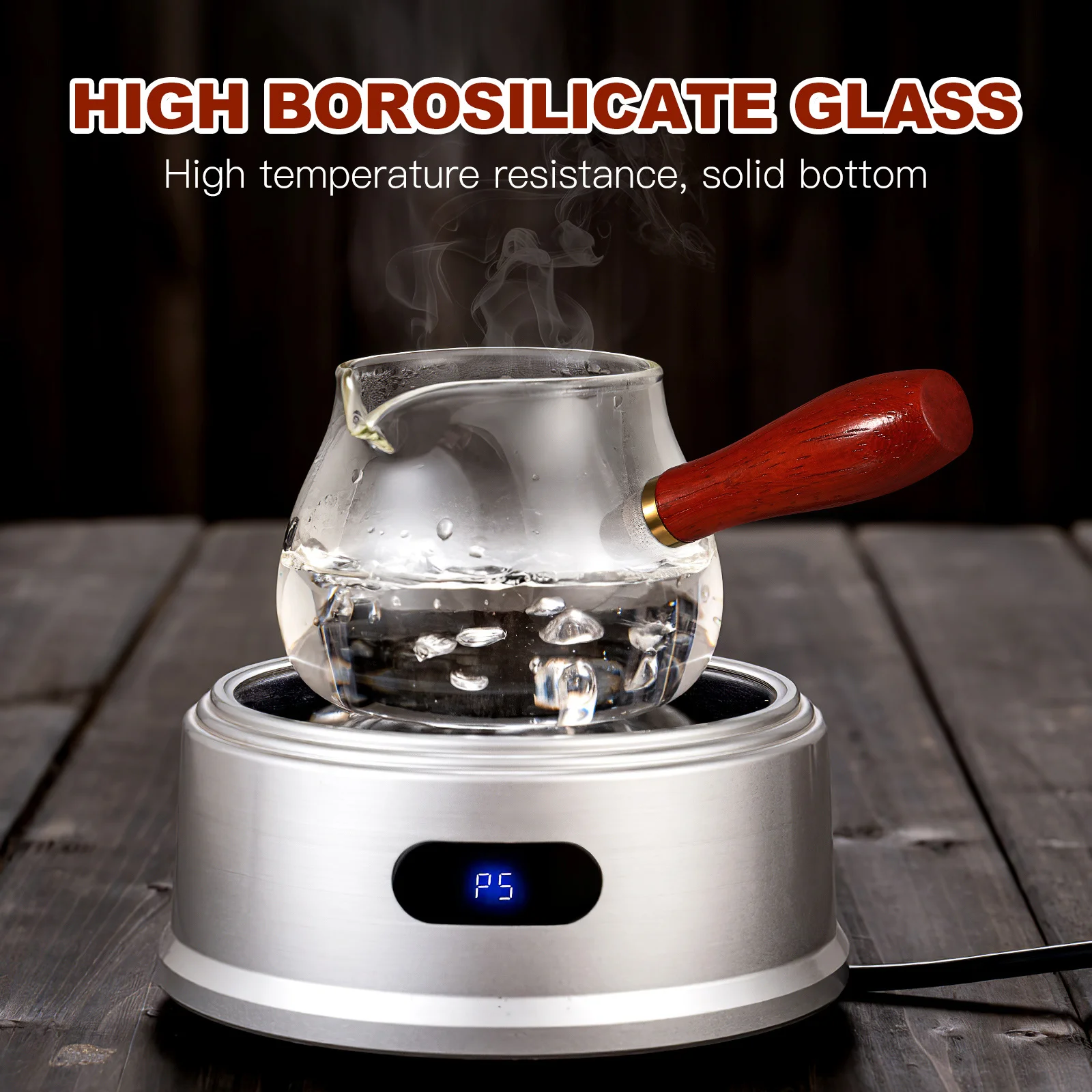 

Sturdy Glass Tea Cup Wooden Handle Dispenser Strainer Unique Design Teaware Tea Cup Glass Pitcher Teaware Accessory