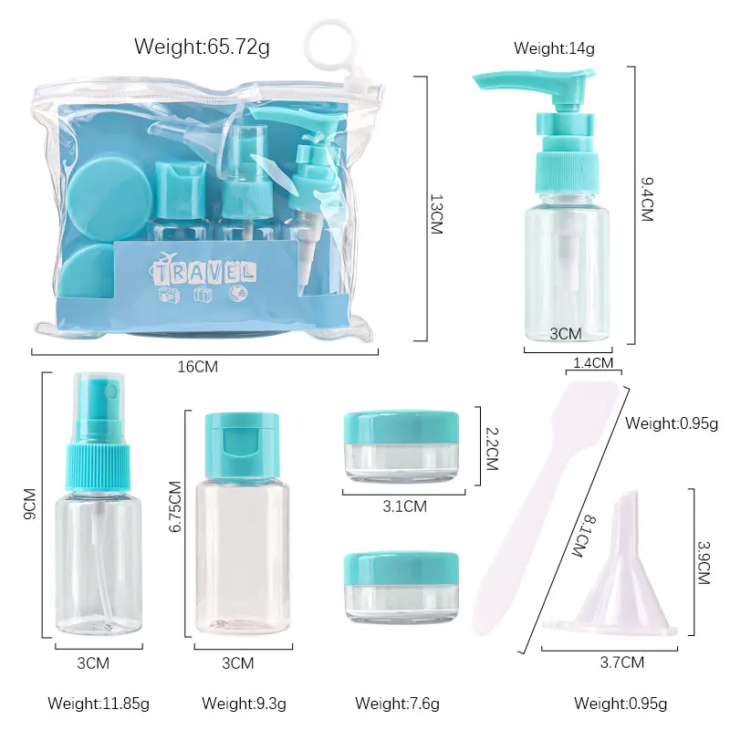 7 個旅行ミニメイクアップ化粧品フェイスクリームポットボトルプラスチック透明空のメイクアップコンテナボトルトラベルアクセサリー