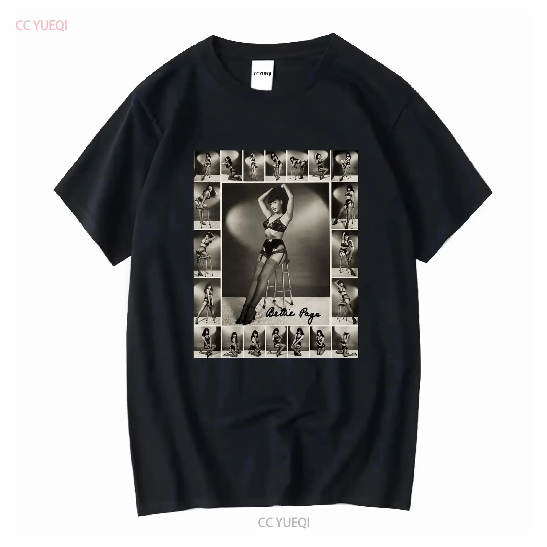 

New Popular Bettie Page Signature T Shirt Funny Black All Size long or short sleeves vintage Washed Stylish homme Comfortable
