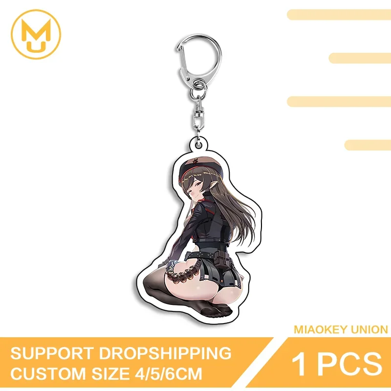 Game Character Sexy Kneel Sitting Double Sided Acrylic Keyring Amusing Exquisite Practical Creative Key Ring Gift For Friends