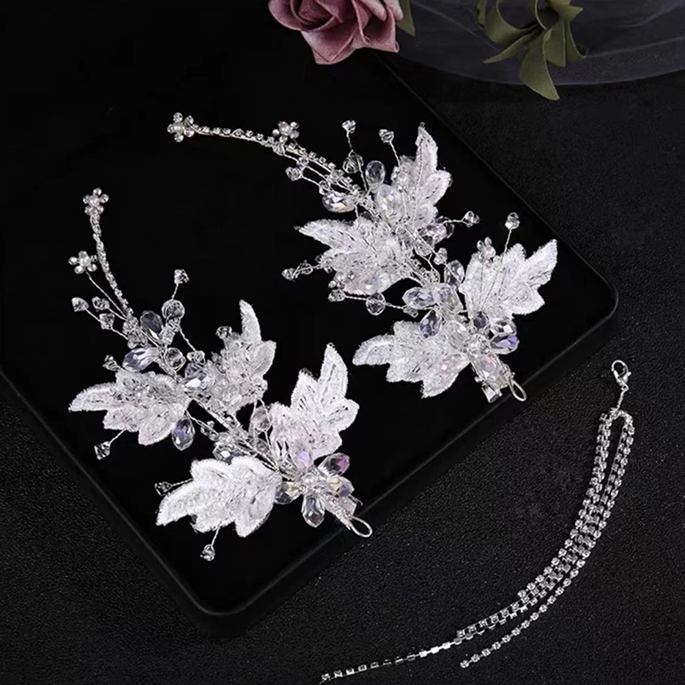 Korean-style Edge Clips Hairpin Kit Nonslip Fringed White Headwear with Crystals for Colleagues Wife Mother Daughter Friend