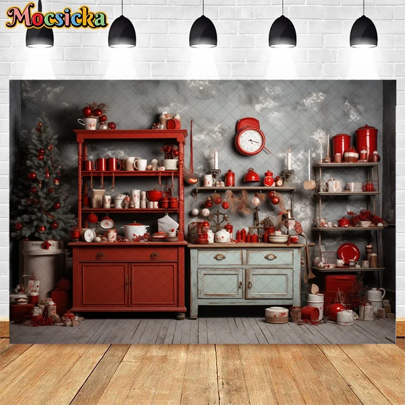 خلفية مطبخ داخلي لعيد الميلاد للأطفال ، صور عائلية للتصوير الفوتوغرافي ، جدار عتيق ، ديكور خشبي ، خلفية صورة استوديو