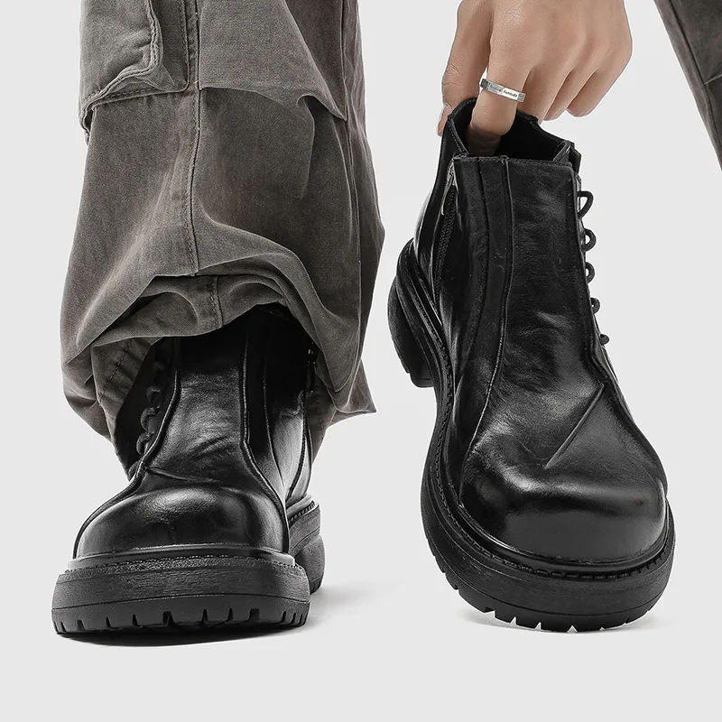 

Men's casual boots Autumn and Winter Designer Styles Leisure Business Office Outdoor Trendy Streets 38-46 thick soled shoes