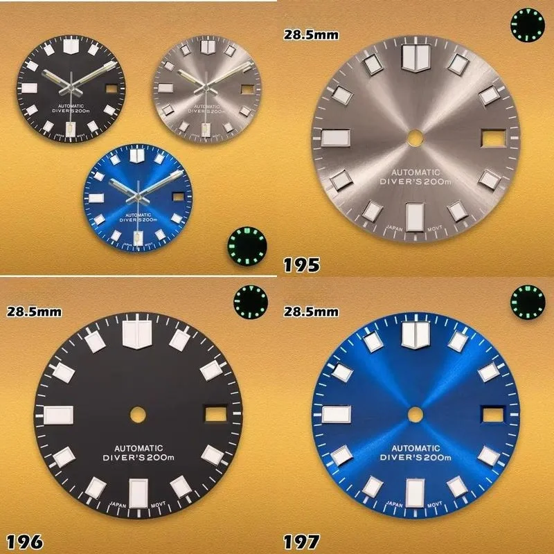 28.5mm NH35 Dial Sunray 62MAS Prospex Nh35 Case Modified Parts Green Luminous Suitable For NH35N/H36 NH35 Watch