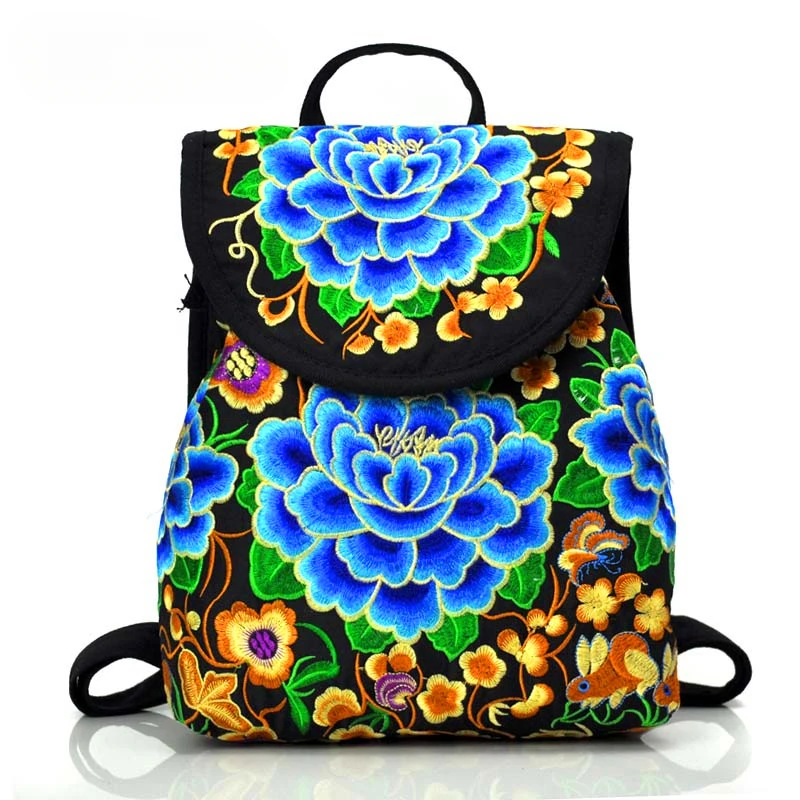 Vintage Embroidery Ethnic Style Backpack Ladies Elegant Handmade Rucksack Shopping Cover Backpacks for Women Mochilas Para Mujer