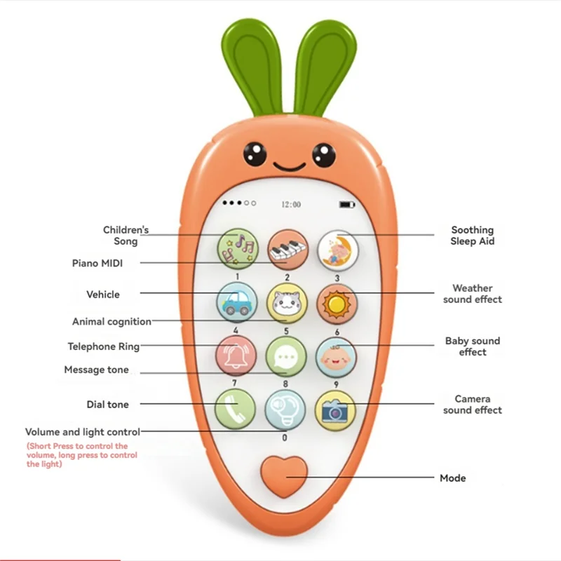 MACH-Baby الهاتف الخليوي مع التعليم المبكر والموسيقى، تعلم الهاتف المزيف التعليمي للأطفال، الحسية للأطفال