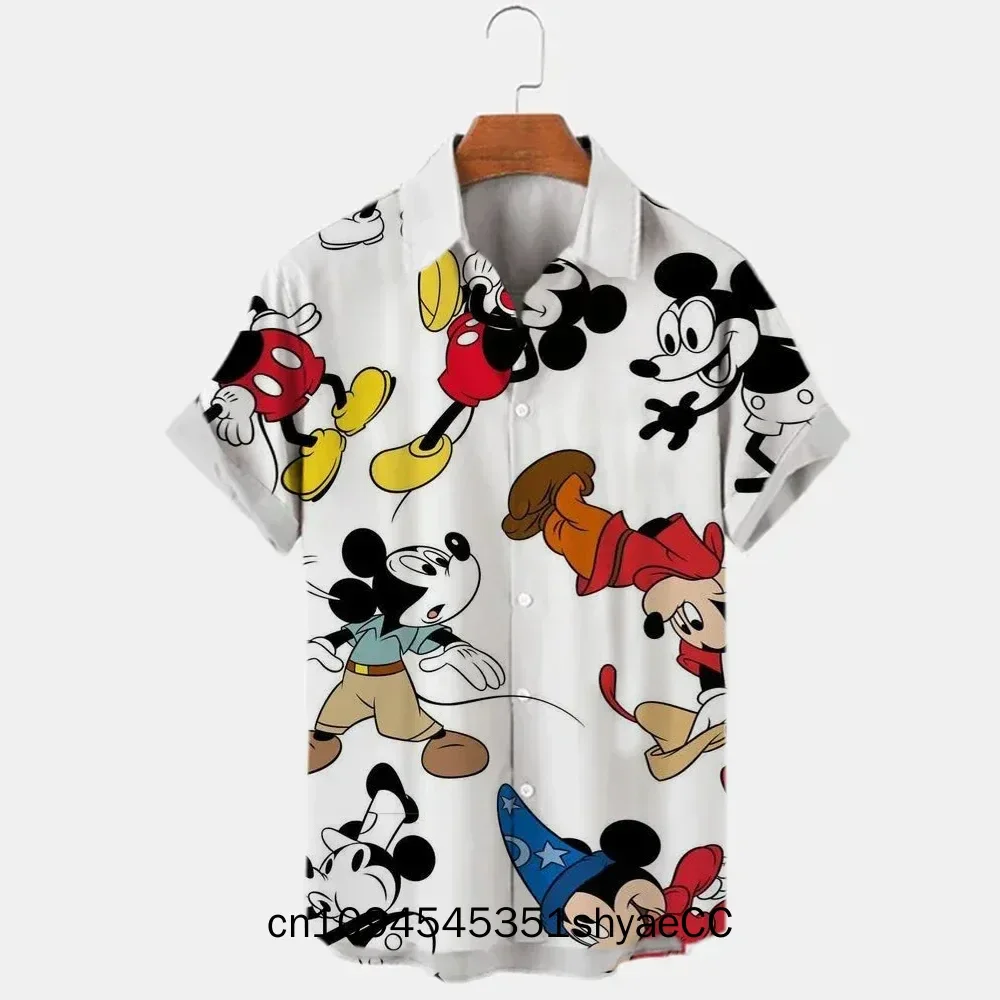 Miniso 3d Printed Disney Donald Duck Mickey Mouse Men's Shirt New Summer Fashion Street Trend Retro Boutique Unisex 2025 Shirt