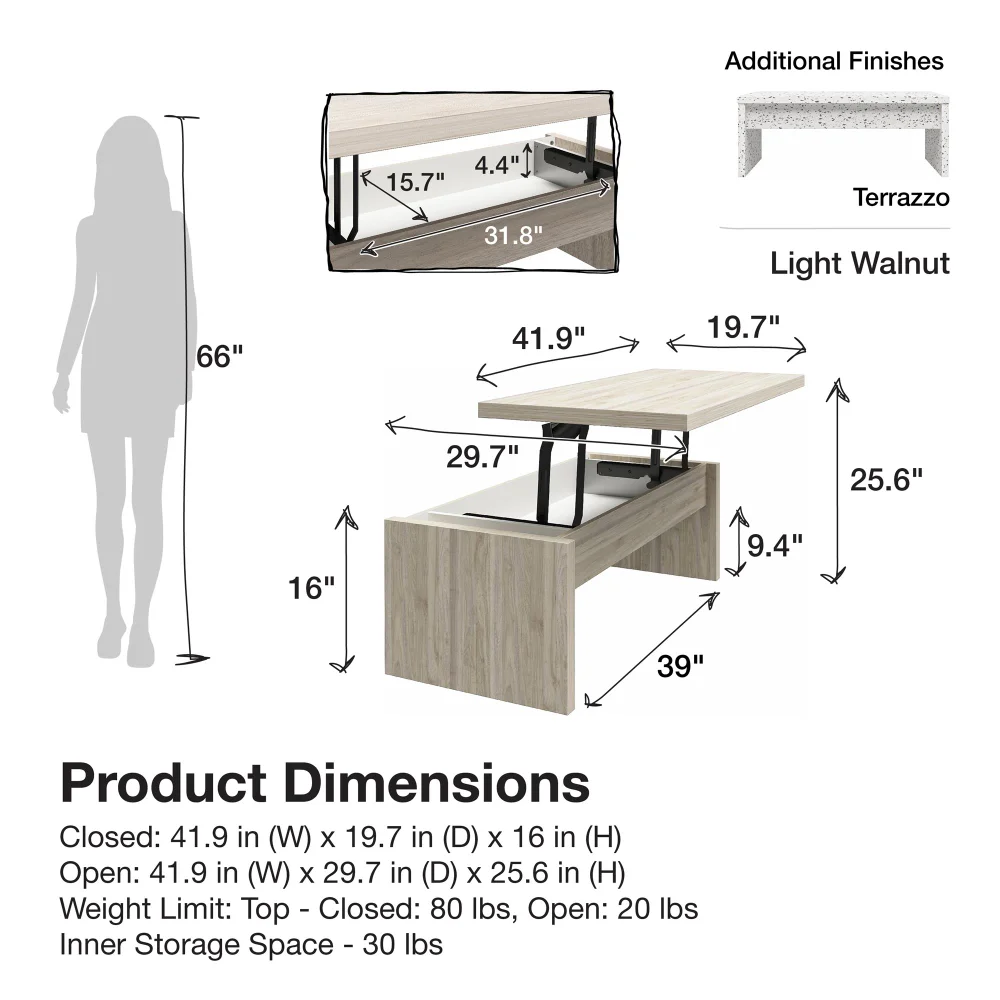 Lift Top Table, Terrazzo, Coffee Tables Living Room Furniture , Light And Modern, Simple Aesthetics