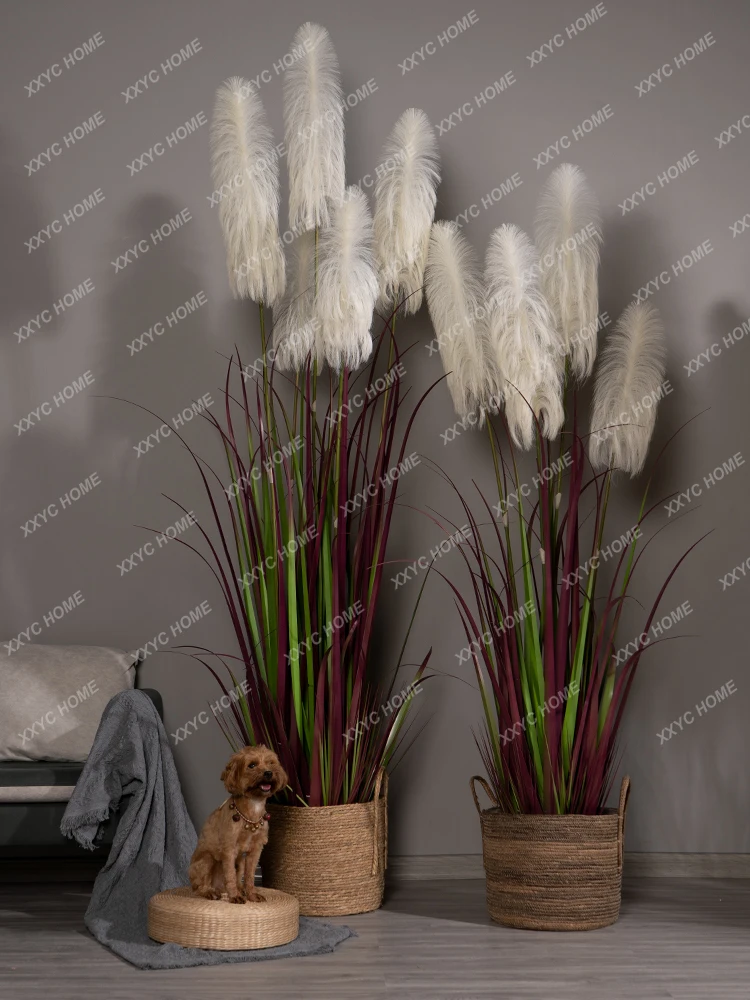 

Large Imitative Tree Reed Grass Fake Flower and Greenery Bonsai Indoor Living Room Floor Window