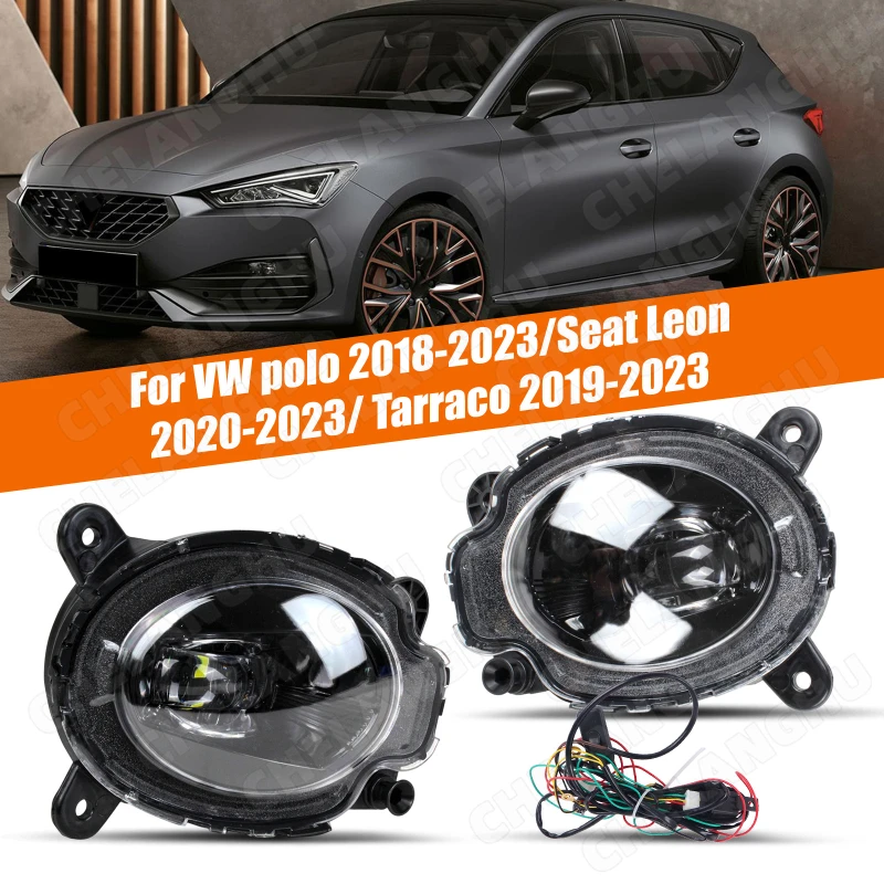 

LED Car Fog Light For VW polo 2018-2023/Seat Leon 2020-2023/ Tarraco 2019-2023 Front Fog Lamp Or Wire 5JF941701 5JF941702