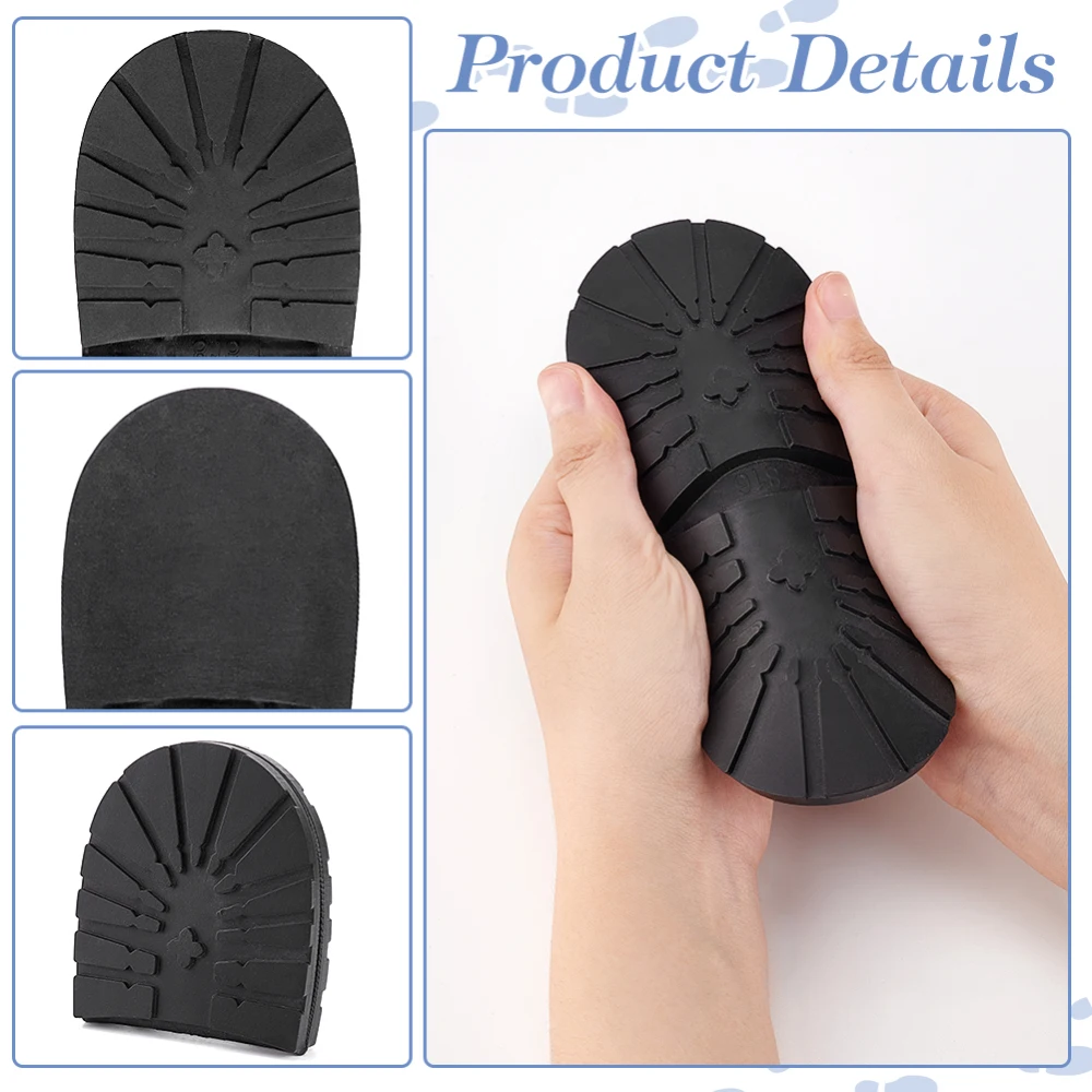 1 pc Anti Skid Rubber Shoes Bottom Heel Sole Wear Resistant Raised Grain Repair Sole Pad for Boot Leather Shoes Black 165x73x6mm