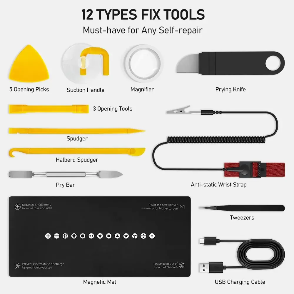 71 in 1 Manual/Electric Precision Screwdriver Set Cordless 48 Magnetic Bits Phillips LED5Torque 0.52N PC Phone Repair Kit Tool