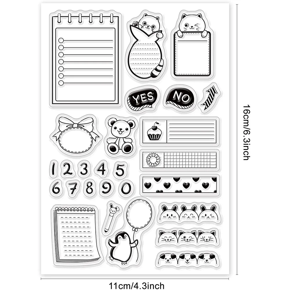 Animal Clear Stamps Calendar Planner Transparent Silicone Stamp Molds for DIY Scrapbooking Card Making Envelope Diary Decoration