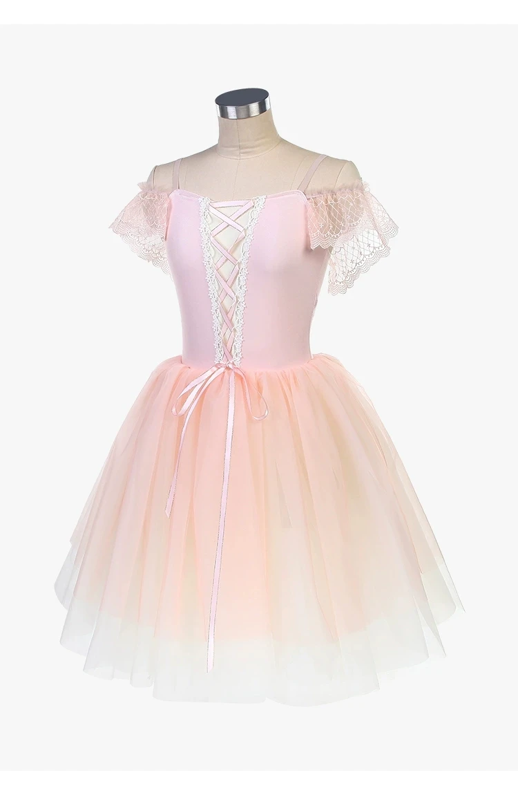 Nuovo spettacolo di competizione di balletto con gonna lunga in garza con gonna lunga da balletto personalizzata