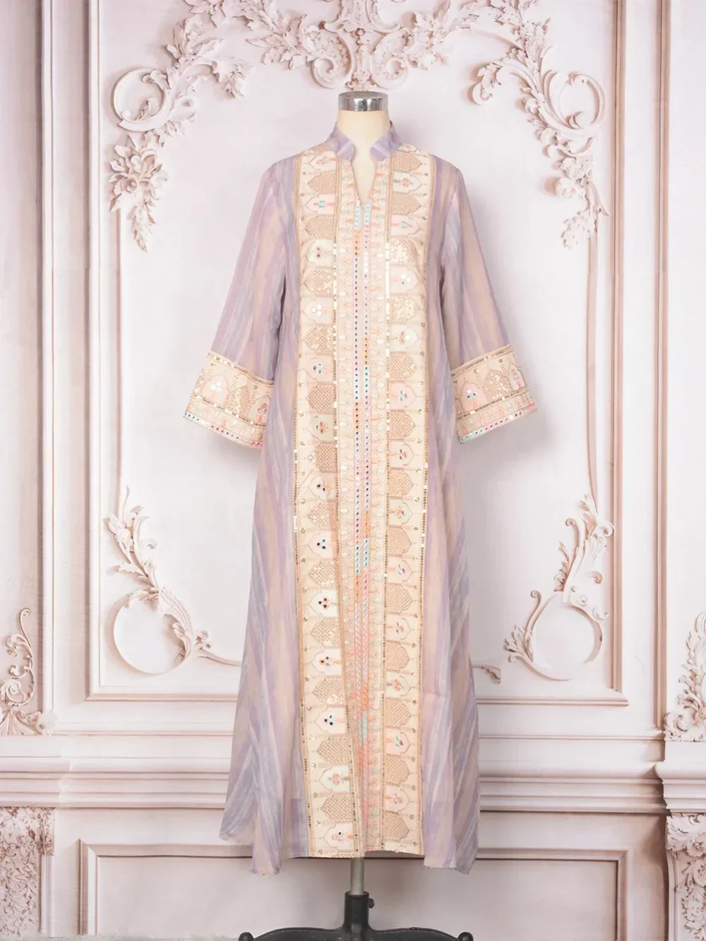 Ramadan Pailletten Lange Robe Jalabiya Marokko Eid Muslimischen Abaya für Frauen Party Kleider Dubai Stickerei Saudi Kaftan Islam Vestidos