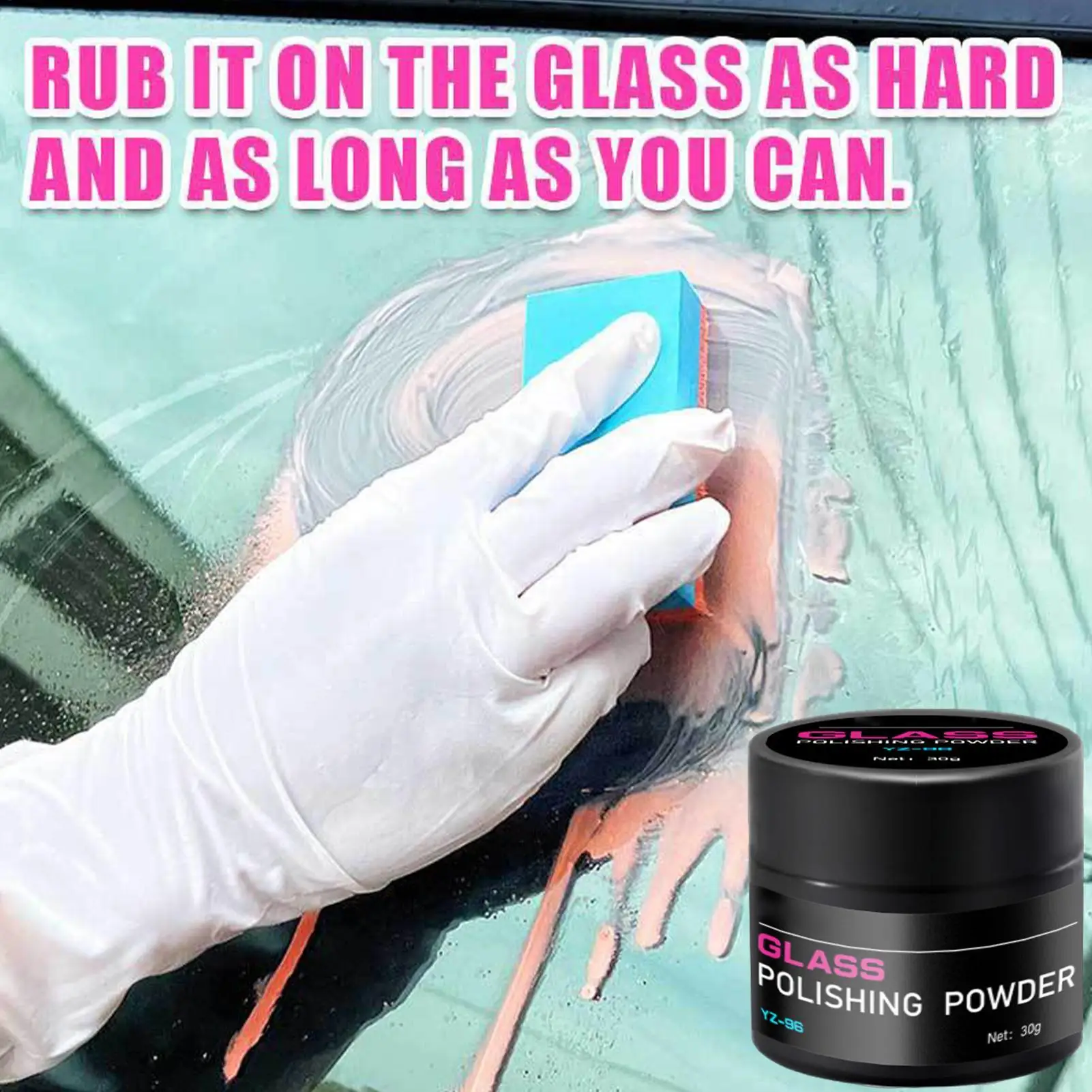 30g Car Windshield Polishing Powder Auto Glass Oil Film Remover Car Window Polishing Compound Powder Glass Oxide Powder Remove