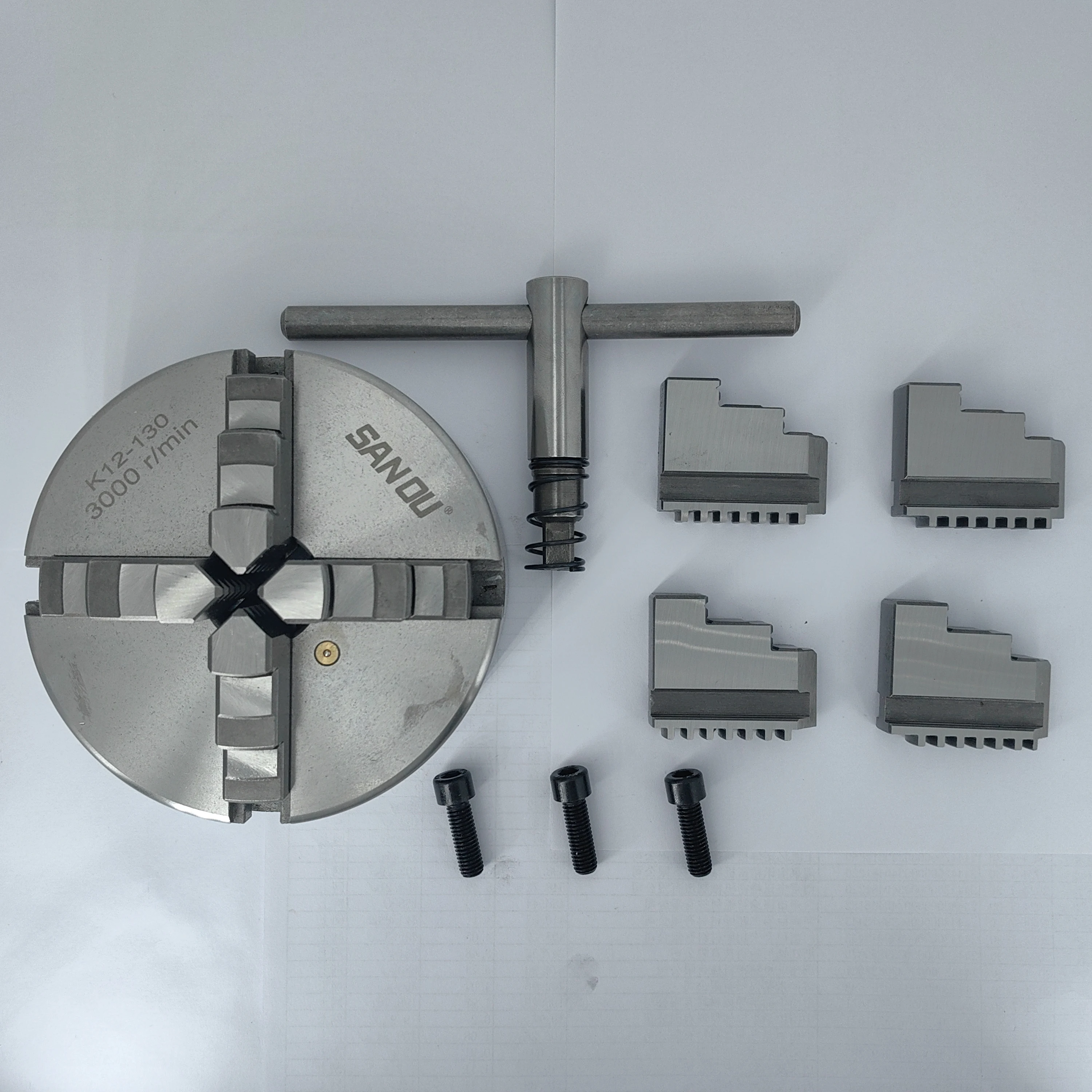 K12-125/130/160/200/250(4.92/5.12/6.3/7.87/9.84ft) 4 Jaw Self-Centering Lathe Manual Chuck For Mechanical Lathe For Wood Process