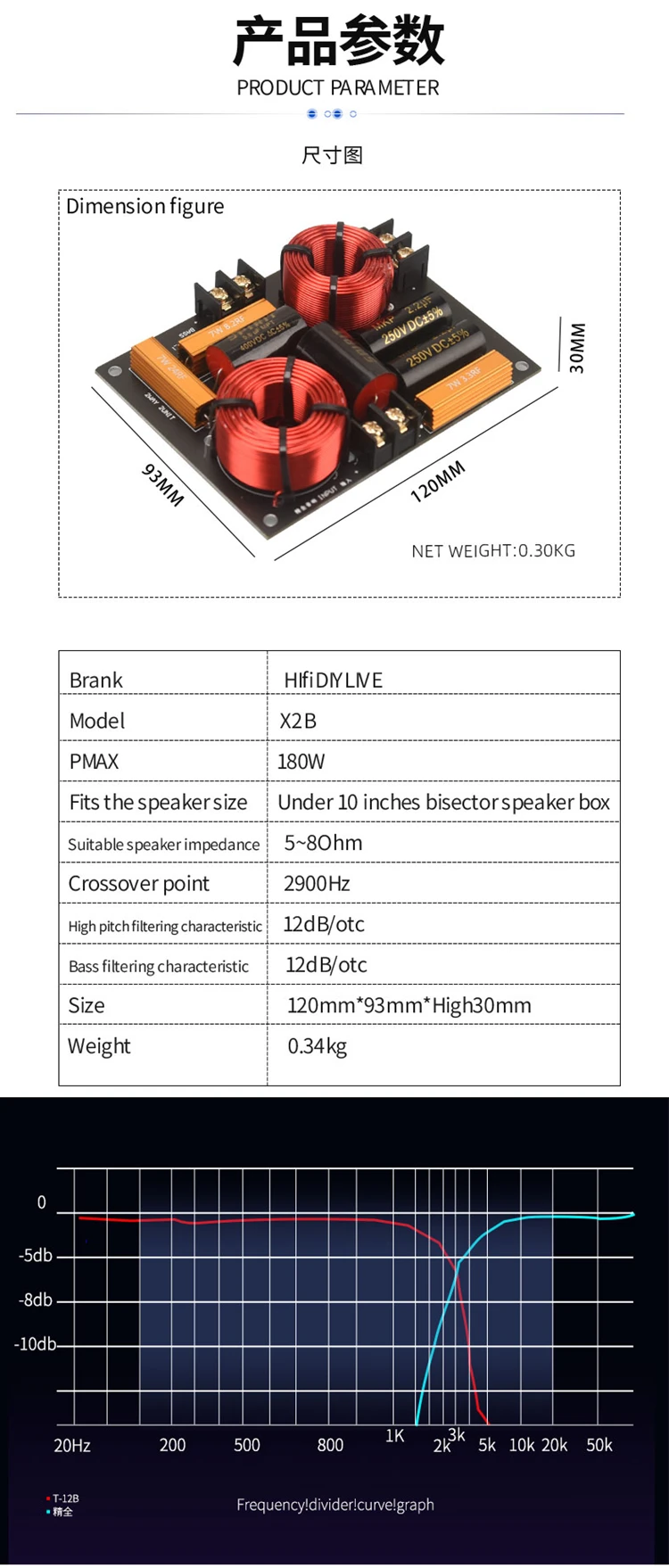 HIFIDIY Hi-Fi 2-Wege 2-Lautsprecher-Einheit (Hochtöner + Tieftöner) Lautsprecher Audio-Frequenzweiche Crossover-Filter X2B – Detail 5
