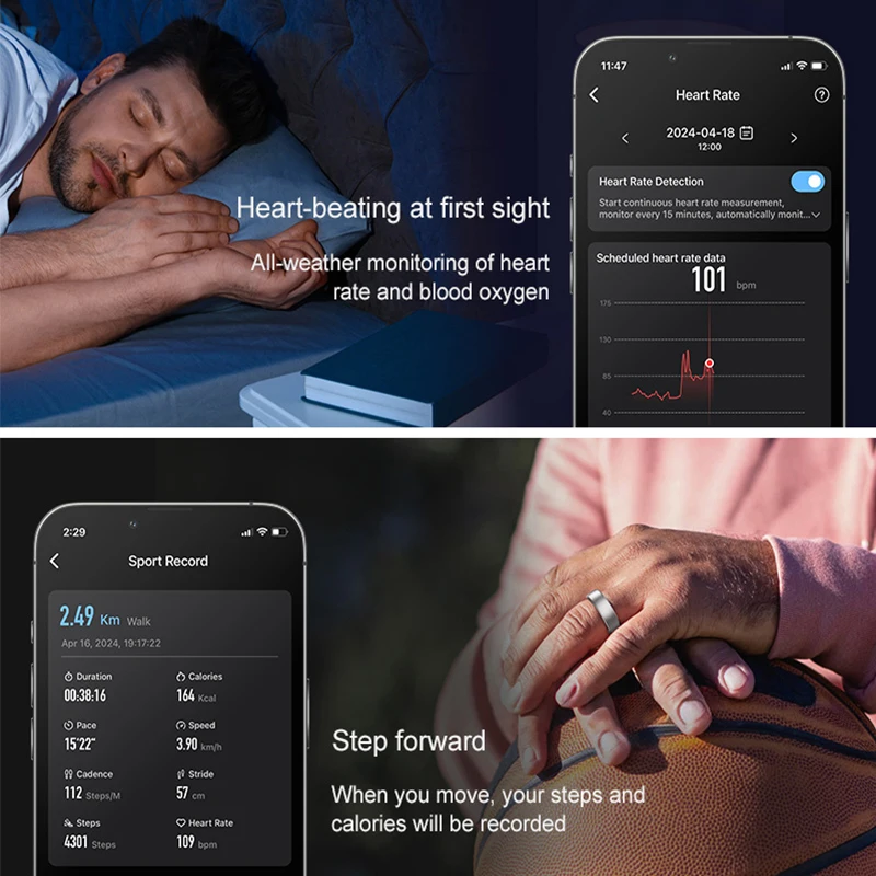 R10 Steel Smart Ring for Men Women Waterproof Health Monitor Wireless Charging Sleep Monitor Multi-sport Modes For Andriod IOS