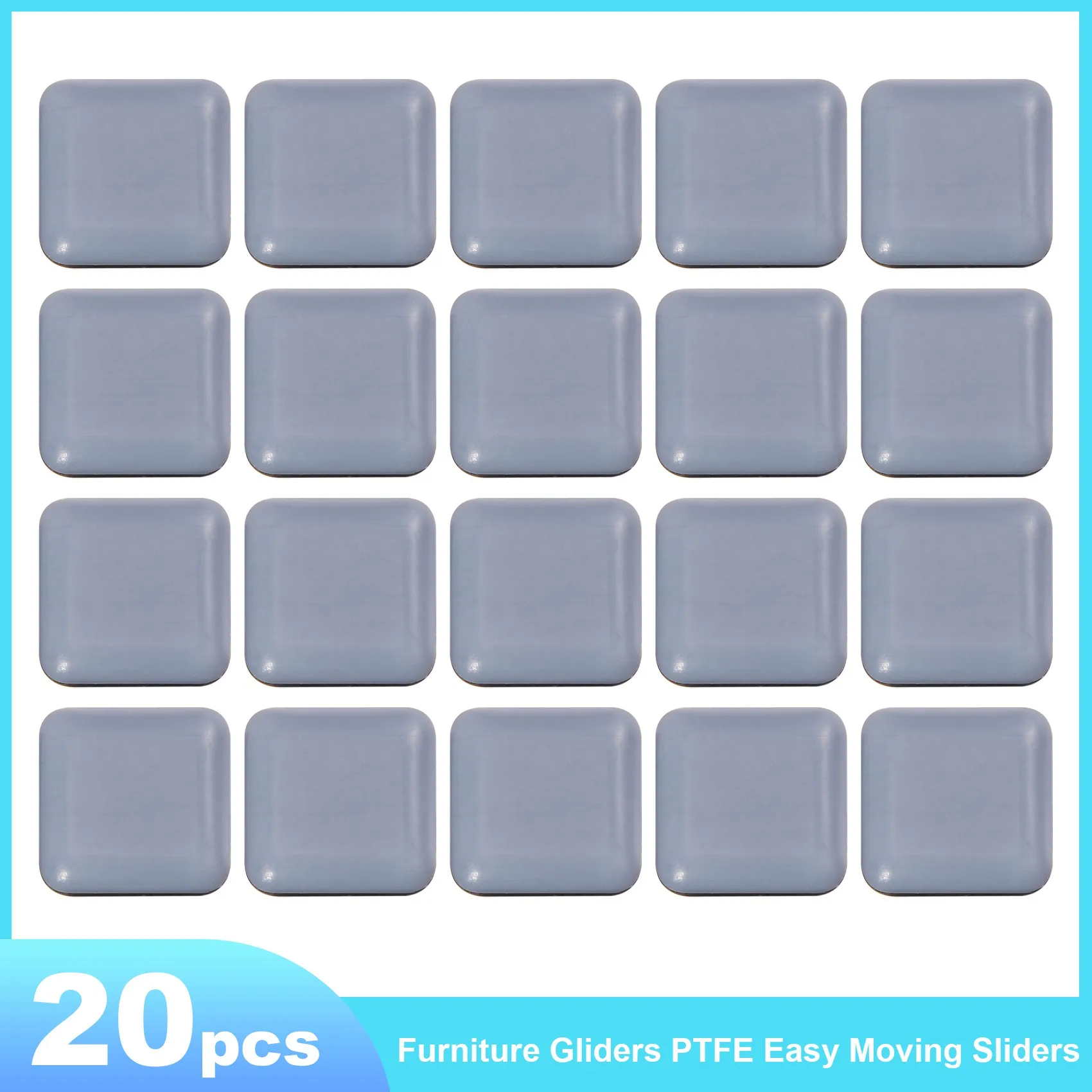 New 20 PCS Furniture Gliders Slider 25 x 25 mm PTFE Self Adhesive Furniture Moving Pads Square for Furniture Easy Movers