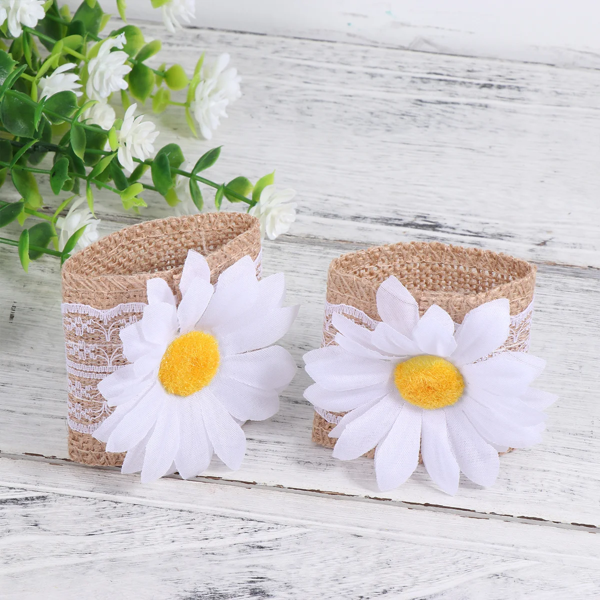 

10Pcs Napkin Rings Exquisite Workmanship Stylish Sunflower Pattern Perfect for Party Wedding Decor Dinner Napkin Holder Daisy