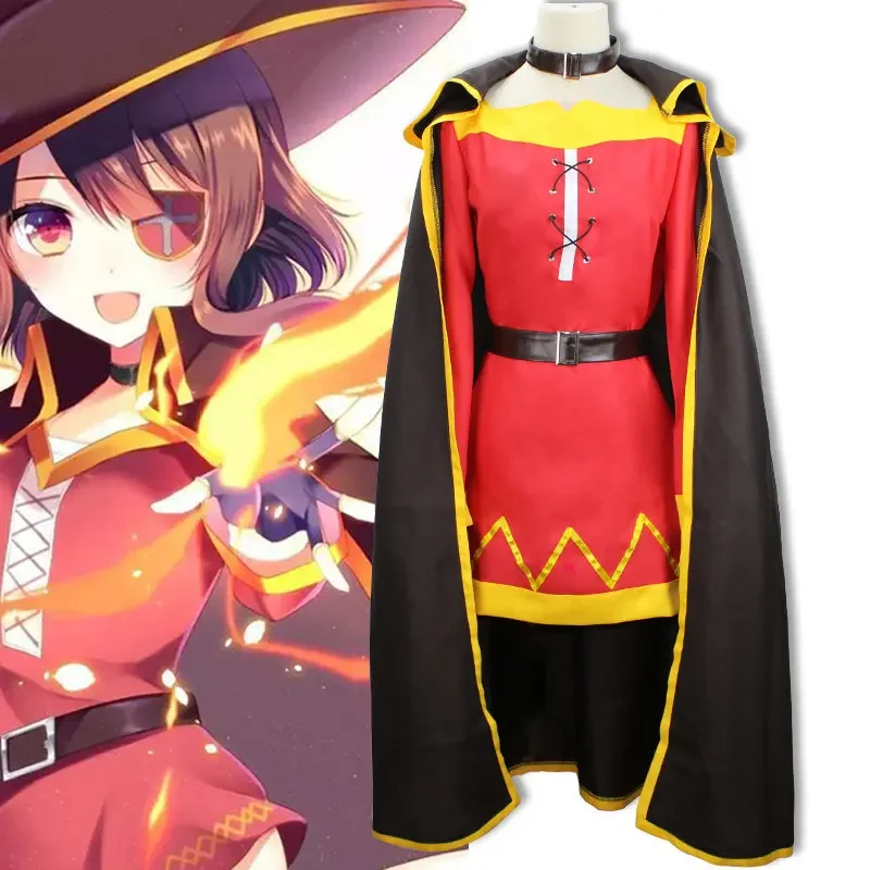 

Anime KonoSuba An Explosion on This Wonderful World Megumin Cosplay Hat Cloak Dress Uniform Costume Comic-Con Carnival Clothing