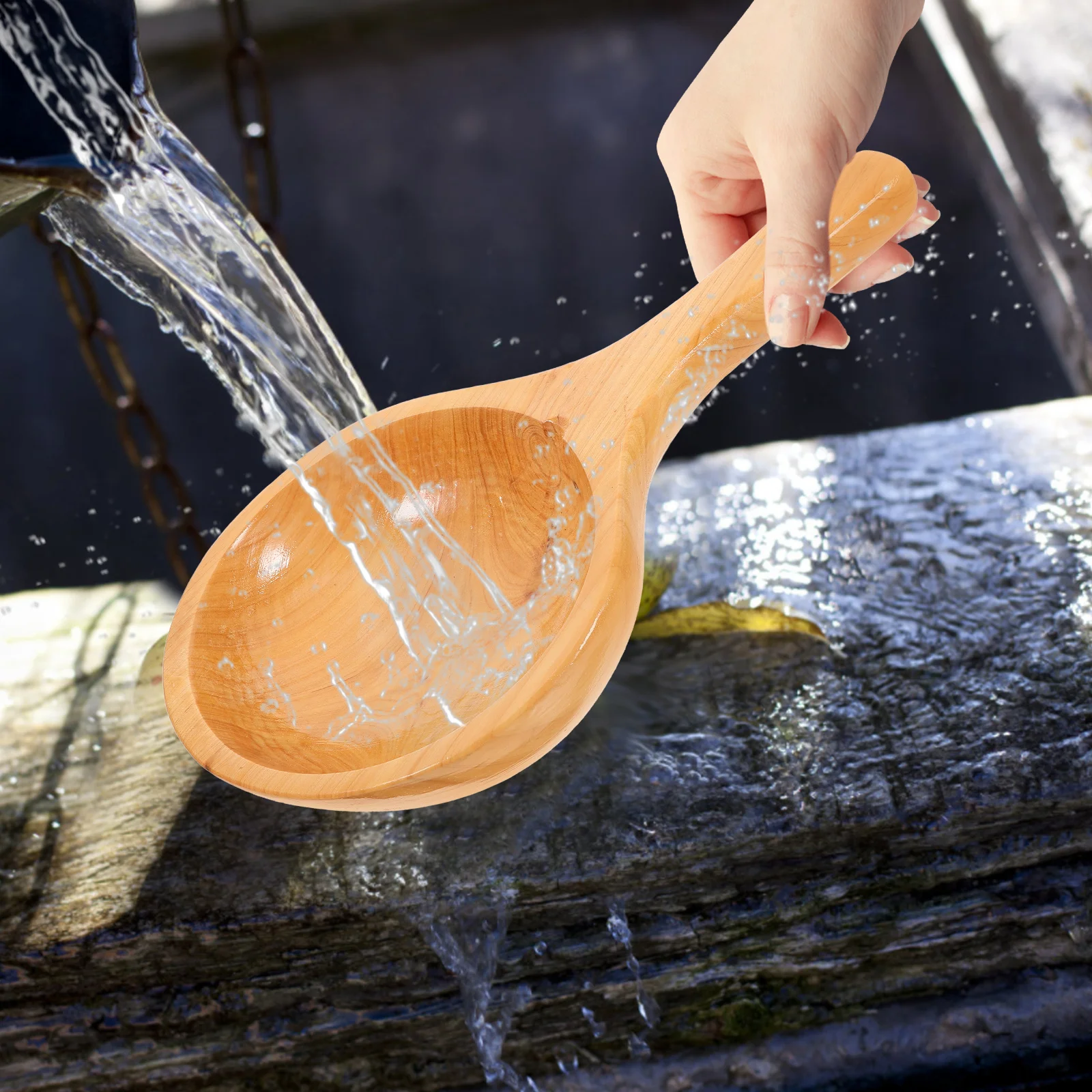 

Wooden Spoon Water Scoop Portable Sauna Ladle Supplies Dipper Kitchen Convenient Home Accessories