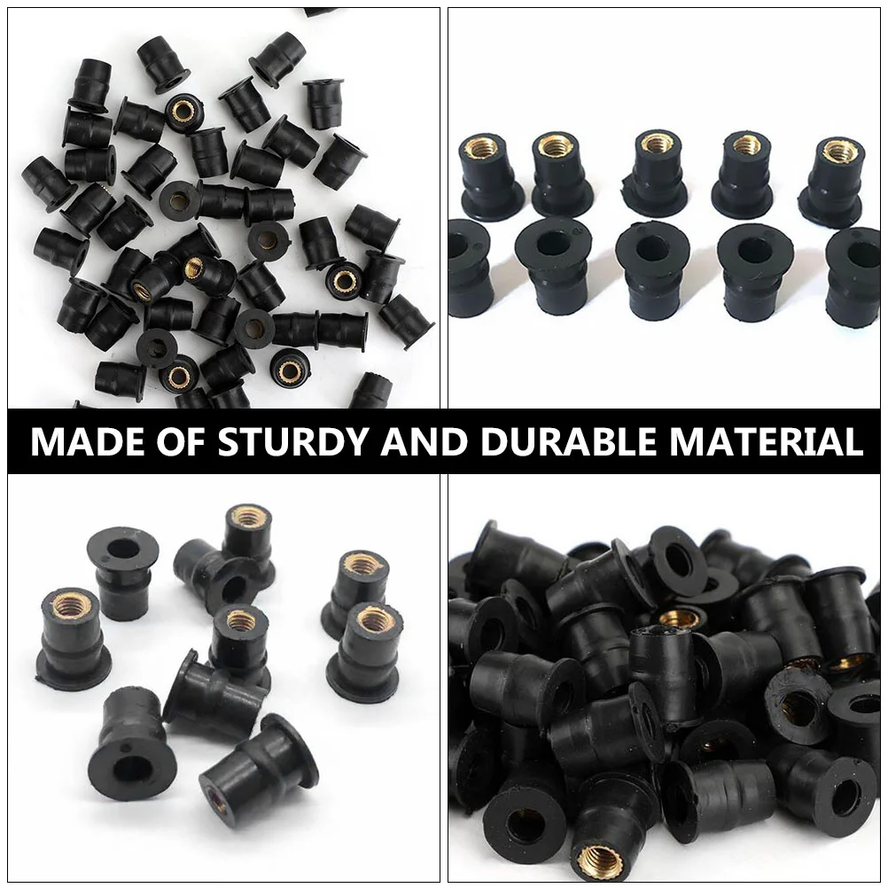 10 Pcs Motorcycle Windshield Nut Rubber Well Nuts Brass Part Black Windscreen Fastener for