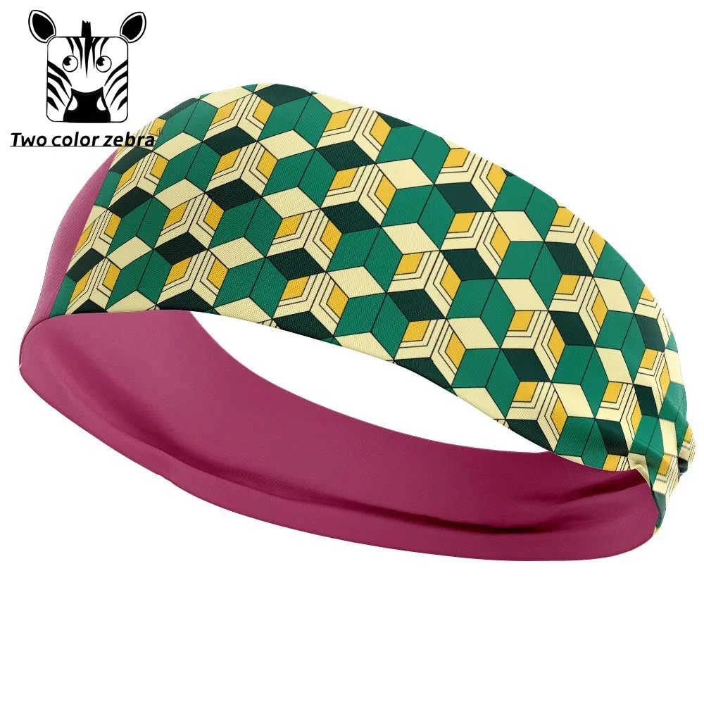 Demon Slayer Around Kamado Tanjirou Cosplay Costume Sports Headband Checked Elastic Headband Hair Band Clothing Accessories