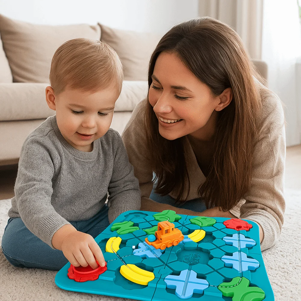Plastic Logical Road Builder Games Montessori Interactive Puzzle Car Track Assembly Challenge Colorful Table Education Puzzle