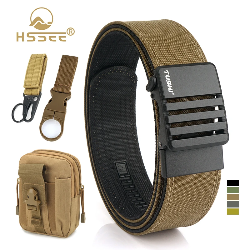 HSSEE 4.3cm Outdoor Tactical Belt for Men Metal Automatic Buckle Military Army Belt Casual Girdle Male IPSC Hunting Accessories top luxury brand expensive men s watch automatic mechanical quality watch roman double tourbillon water proof watch leather male