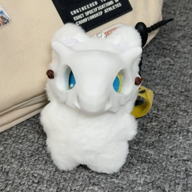 Super Cute Kitten Wearing Dinosaur Skeleton Mask Plush Keychains Kawaii Plushie Cat Toy Backpack Pendant Soft Stuffed Plush Doll