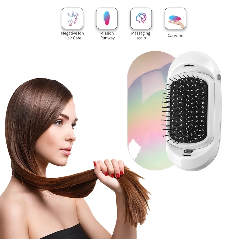 Portable Electric Ionic Hairbrush Negative Ions Hair Brush Styling Scalp Massage Comb for Salon Home Use