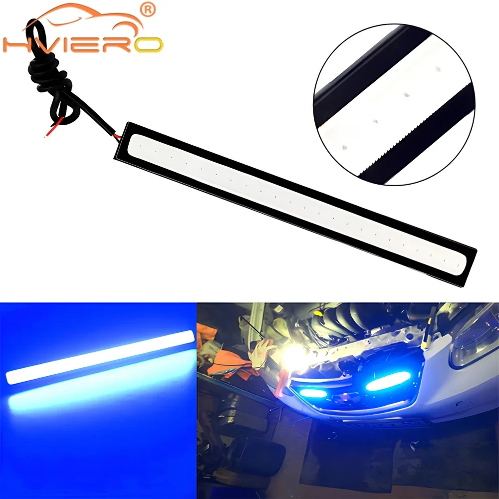 14/17cm White Blue Led Car DRL COB Driving Fog Lamp Double Daytime Running Lights Auto Waterproof Update Ultra Turn Signal Light