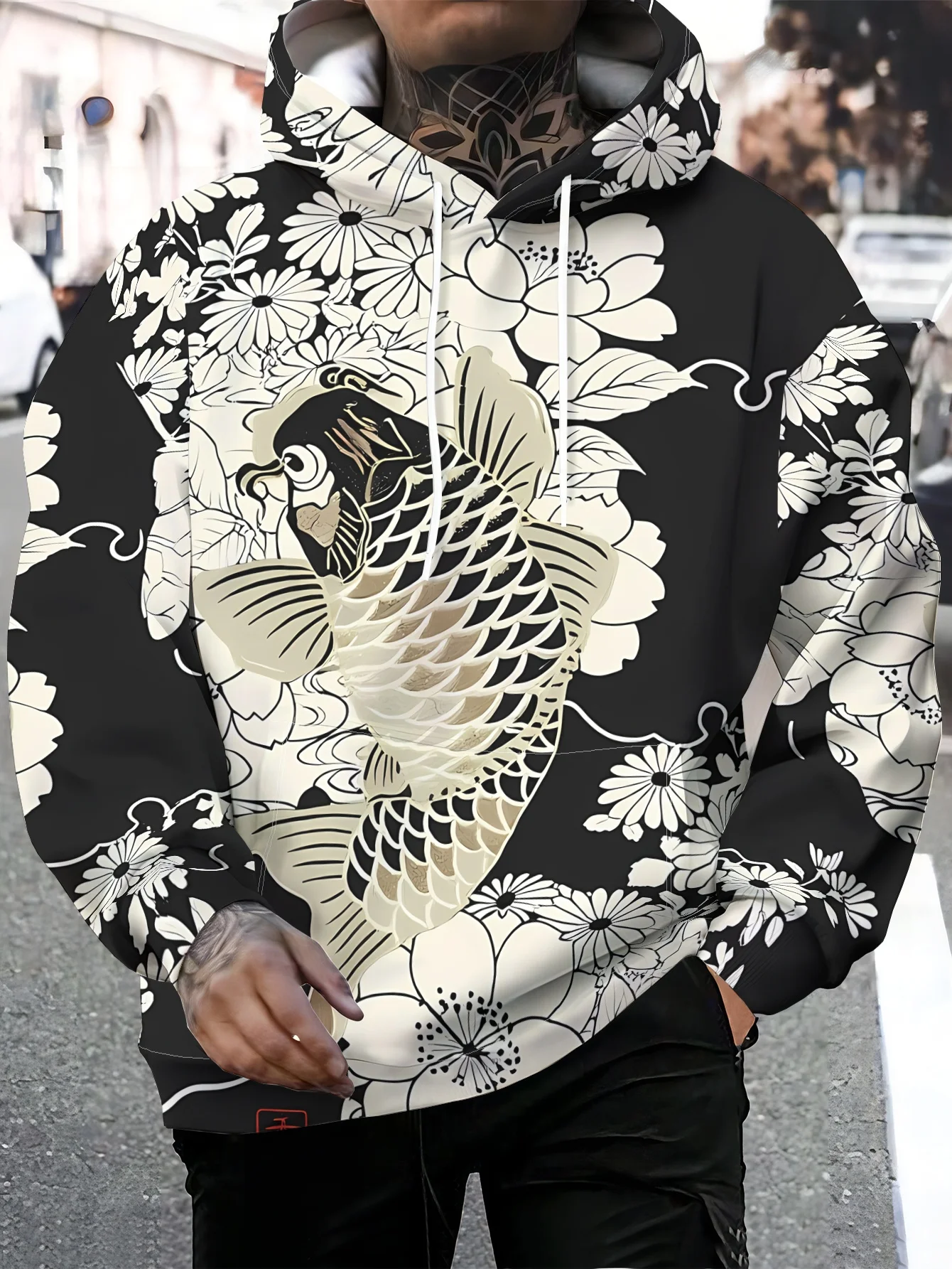 New model: men’s hooded long-sleeve loose-fitting casual printed basic sweatshirt. Perfect for young people in spring, summer, a