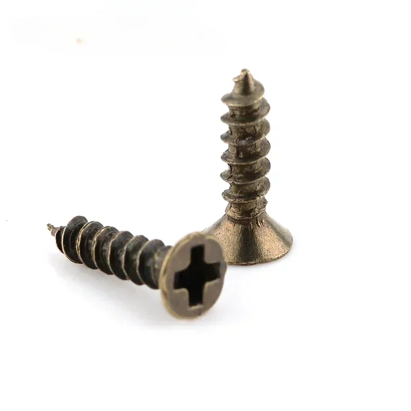 Screws M2 M3 M5 6mm 8mm 10mm Bronze Flat Round Head Self-Tapping Screw for Antique Hinges Decoration Hardware Tool Wood Assembly